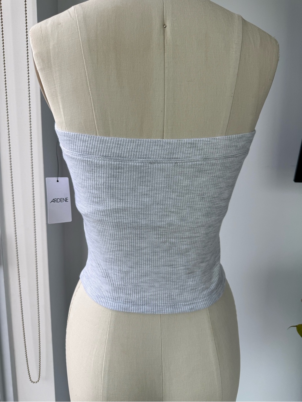 Gray Ribbed Strapless Tube Top - Picture 2 of 4